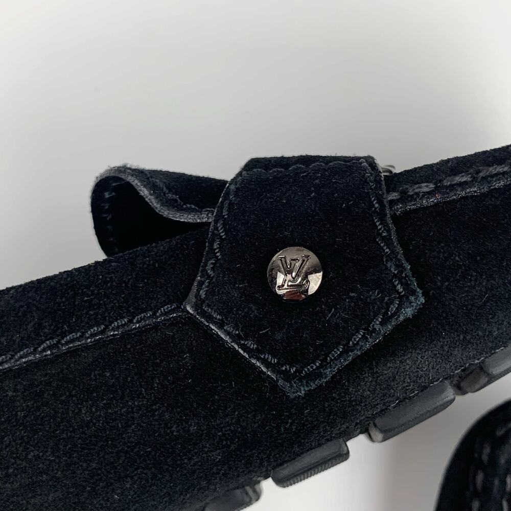 Louis Vuitton Monte Carlo Black Suede Moccasins Driving Shoes Womens 37.5 US 7.5 - Picture 8 of 13